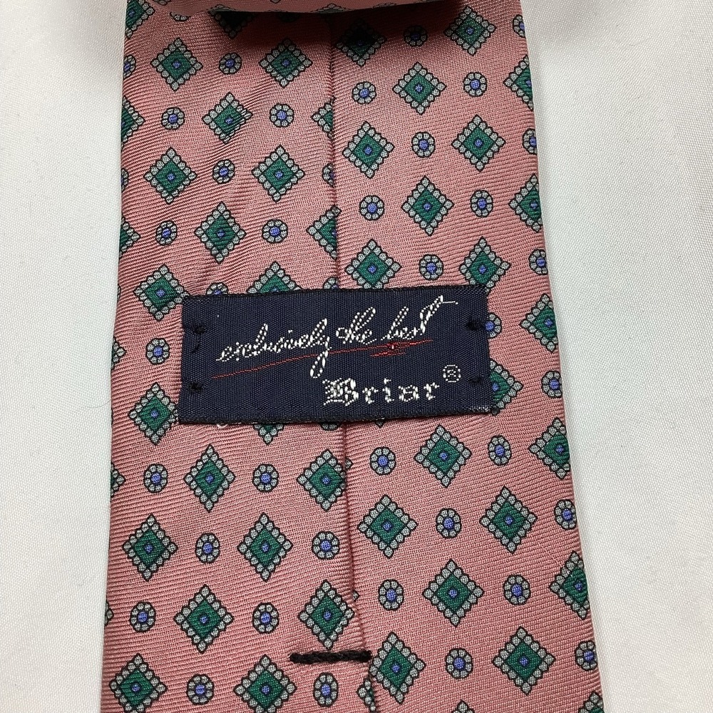 Briar Mens Silk Tie Pink Blue Green Medallion Geometric Necktie